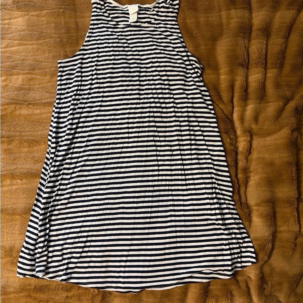 H&M Navy blue and White Striped Dress